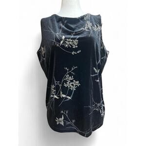 Vintage AGB Velvet Top Large Floral Sequin Embroidery Goth Chic Whimsigoth